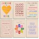 6Pcs Mental Health Wall Art Therapy Office Wall Decor Classroom Poster Motivational Inspirational Quotes Pictures Boho Painting Positive Artwork Canvas Prints for Home Counseling Office Decor Unframed