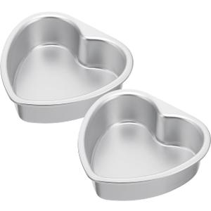 DECHOUS 2Pcs Heart Shaped Cake Pans 4 Inch, Aluminum Small Heart Cake Pans with Removable Bottom, 4 in Baking Cake Tin Cake Molds for Valentines Day Mother's Day Wedding Easter Party Birthday (10.7X10.3X3.4CM)