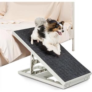 2 in 1 Adjustable Dog Ramp Bed for Small Medium Pets Folding Collapsible Pet Ramps with Non Slip Carpet Portable Indoor Puppy Ramp for Sofa,Chair