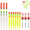 15pcs Fishing Float Tackle Set, Sea Fishing Floats Vertical Buoy Bobber, Fishing Bobbers Fishing Floats Assorted Size for Most Type Angling Fish Accessories
