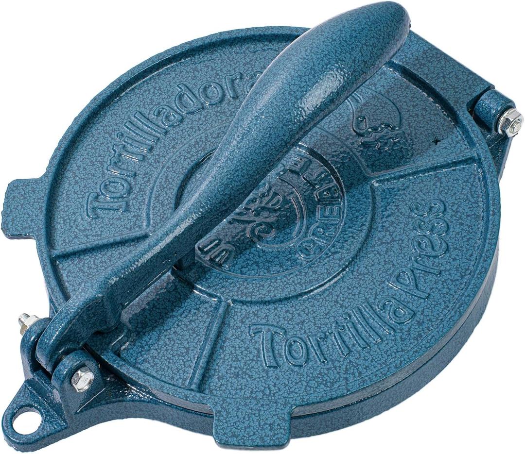 Vivicreate Cast Iron Tortilla Press Dough Flour Tortilla Rotis Quesadilla Maker Prensa para tortillas de hierro fundido 8 inch NO-SLIP (Blue)