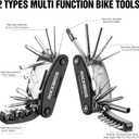 ROCKBROS 16 In 1 Multi-Function Bike Tool Kit - Portable Foldable Bike Multitool Cycling Tool Kit With Allen Wrench, Tire Levers