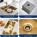 Gold Bar Sink, Single Bowl RV Kitchen Sink with Foldable Faucet | Portable 17.32 x 12.59 x 7.87 Inch Nano-Gold Stainless Steel Sink Kit with Soap Dispenser for Camper, Outdoor Bar, 17.3214.177.87 Inch