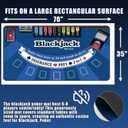70" x 35" Blackjack Table Mat, Non-Slip Rubber Backing Waterproof Tear Resistant Blackjack Mat, Casino Style Tabletop Layout for Home Game Nights Parties Card Tables, Fits 6-8 Players