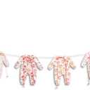 Flower Baby Shower Bow Banner - Baby in Bloom Garland, Baby Shower, Birthday, Anniversary, Gender Reveal Party Decoration Supplies, Floral Baby Clothes Banner Photo Shoot Background Props