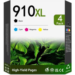 910XL Ink Cartridges Combo Pack High Yield Replacement for HP 910XL