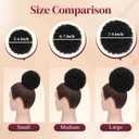 100% Human Hair Afro Puff Drawstring Ponytail for African Black Women GirlsShort Afro Curly BunKinky Curly Short Extensions Hairpieces - 1B Natural Black Medium Size - 1 PIECES