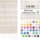 Cacala Lightweight and Thin Turkish Beach Towel 100% Cotton Sand-Free and Quick-Drying Goodness Perfect as an Extra Large Travel Towel, Beach Accessory, or Gift for Beach Lovers, 37 x 70 (Beige)