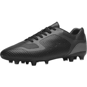 DREAM PAIRS Mens Firm Ground Soccer Cleats Soccer Shoes (10.5, Black/Grey)