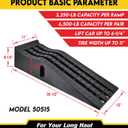 MaxxHaul 50515 6.25" Lift Car Ramps, 2-Pack 13,000lb GVW, Deep Grooved Surface for Stable Tire Placement, Heavy-Duty, Black