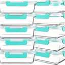 KOMUEE 10 Packs 30 oz Glass Meal Prep Containers, Glass Food Storage Containers with Lids, Airtight Lunch Bento Boxes, Microwave, Oven, Freezer and Dishwasher, Green