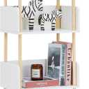 SUNTAGE White Wooden Open Bookcase, Modern Freestanding Bookshelf w/Side Panels, Edge Protection & Solid Wood Frame, Wood Storage Shelves Display Stand for Bedroom, Living Room & Home Office (4 Tier)