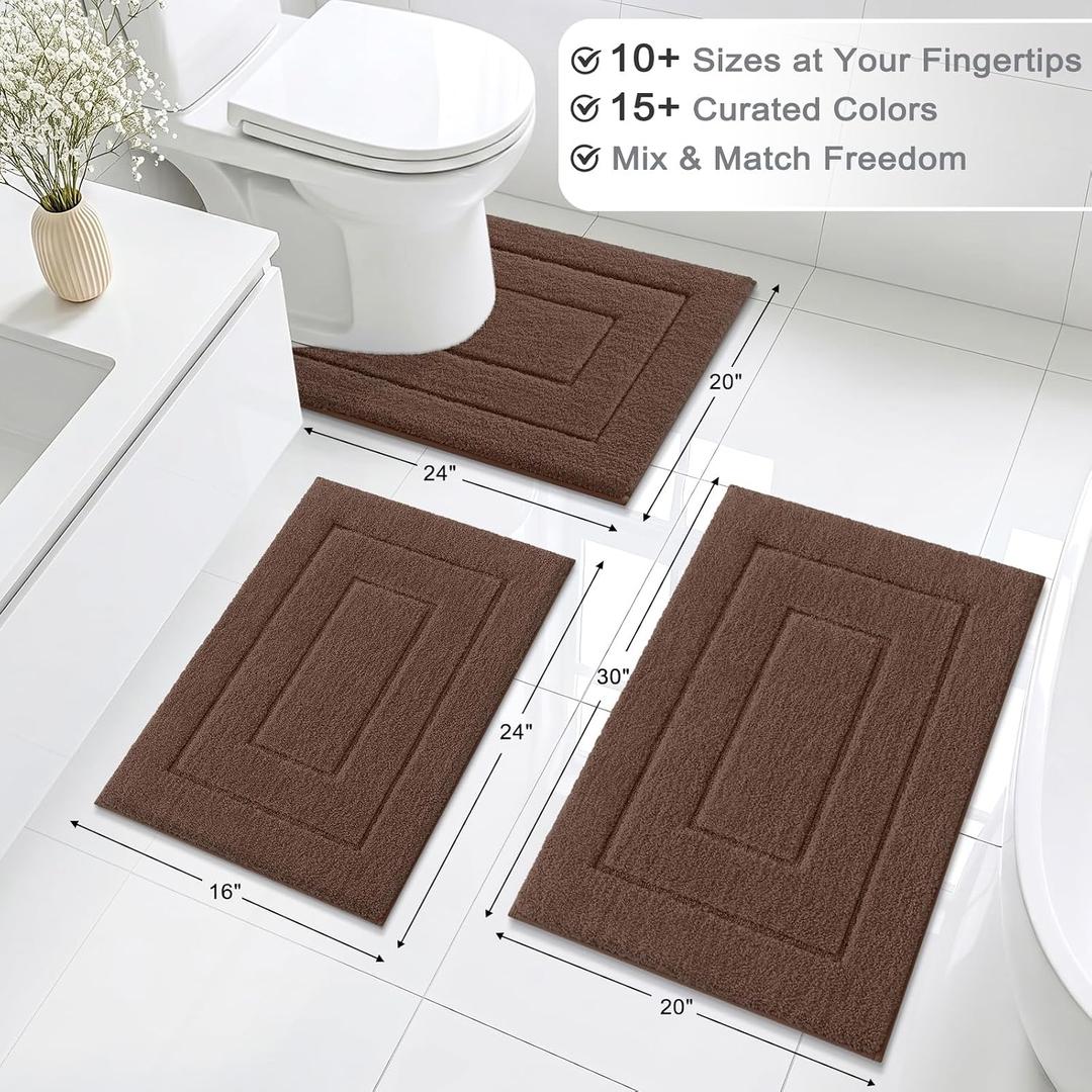 Buganda Microfiber Bathroom Rugs 24x44, Soft Shaggy Absorbent Bath Rugs
Brown, Shaggy Shower Carpet, Machine Wash Dry Bath Mats for Bathroom Floor, Tub and Shower, Home Decor Accessories