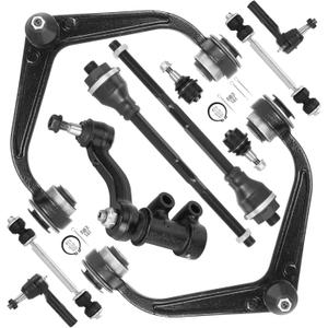 11pc Front Upper Control Arms Suspension Kit Fit for Chevrolet Fit for GMC for Silverado for Sierra 2500HD 3500HD 2011-2019 with Ball Joint Sway Bar End Links Inner Outer Tie Rod Ends K622128 K500232