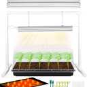 Seed Starter Tray with Grow Light and Heat Mat, 8'' Humidity Dome, 1020 Plant Starter Trays Seed Starter Kit, Grow Light Stand for Seed Starting & Seedling Growing, Height Adjustable
