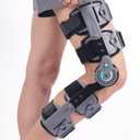 Hinged Post OP Knee Brace, ROM Knee Immobilizer Leg Braces Orthopedic Patella Knee Support Orthosis for ACL, PCL, MCL Injury, Meniscus Tear, Adjustable for Left Leg and Right Leg,One Size (Gray)
