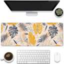 Desk Mat, Boho Palm Leaves Large Gaming Mouse Pad for Desk XL,Boho Tropical Leaves Desk Pad,Extended Big Computer Keyboard Mouse Pad with Non-Slip Base and Stitched Edge 31.5"x11.8"