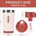 Insulated Travel Coffee Thermo, 316 Stainless Steel Coffee Tumbler with Lid, Double Wall Vacuum Insulated Travel Coffee Mug, Keeps Drinks Hot or Cold, Lightweight and Portable,15OZ (Red)