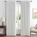 MIULEE 100% Blackout Linen Curtains for Bedroom, Heathered White Solid Luxury Decor Thermal Insulation Room Darkening Drapes for Living Room Nursery Back Tab Rod Pocket 42 x 84 Inches, 2 Panels