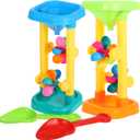 Vaguelly Water Wheel Toy Set Plastic Kids Beach and Water Wheel Toy Outdoor Beach Hourglass Sifting Funnel Random Color (27X13CM)