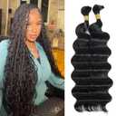 DMKEEP Loose Wave Human Braiding Hair 2 Bundles 100g No Weft Bulk Hair for Braiding Extensions Jet Black Color 18 Inch