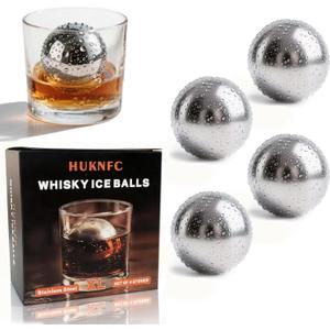 Reusable Ice Cubes & Metal Chilling Stones 304 Stainless Steel Whiskey Balls XL Extra Large Whiskey Ice Stones Set of 4 Silver Ball 2.2" (55 mm) Whiskey Gifts