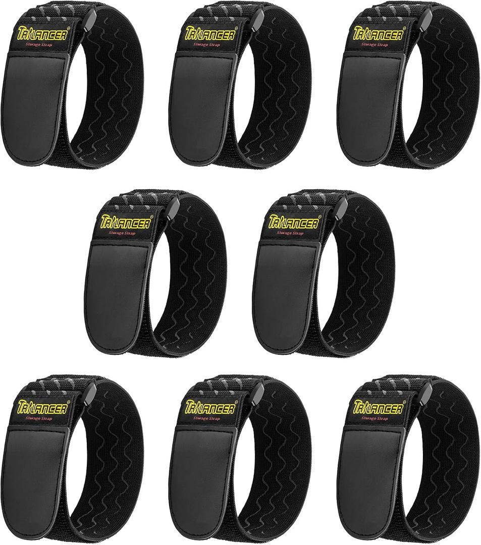 Trilancer Elastic Cinch Straps with Anti-Slip Strips, 12 "x 2"(8 Pack) Heavy Duty Multipurpose Hook and Loop Straps for Extension Cords, Cables, Ropes, Hoses, Bike, Pant Garters