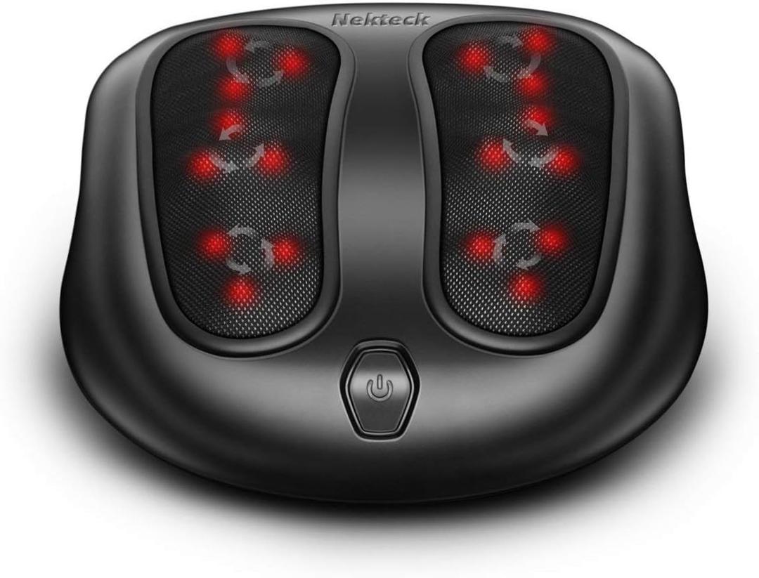 Nekteck Foot Massager with Heat, Shiatsu Heated Electric Kneading Foot Massager Machine for Neuropathy, Plantar Fasciitis, Feet Massage for Pain Relief, Circulation, Christmas Gifts for Man Woman Her (Black)