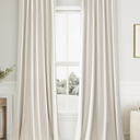 Extra Long 100% Blackout Linen Curtains for Bedroom 100 Inches Long Natural Cream Black Out Curtain Back Tab Thermal Insulated Room Darkening Window Drapes for Living Room 2 Panels Beige Ivory 52x100