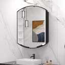 Keonjinn Black Medicine Cabinet with Mirror 24 x 30, Metal Framed Wall Cabinet with Beveled Mirror, Surface Mount or Recessed Medicine Cabinet for Bathroom, Bathroom Mirror with Storage