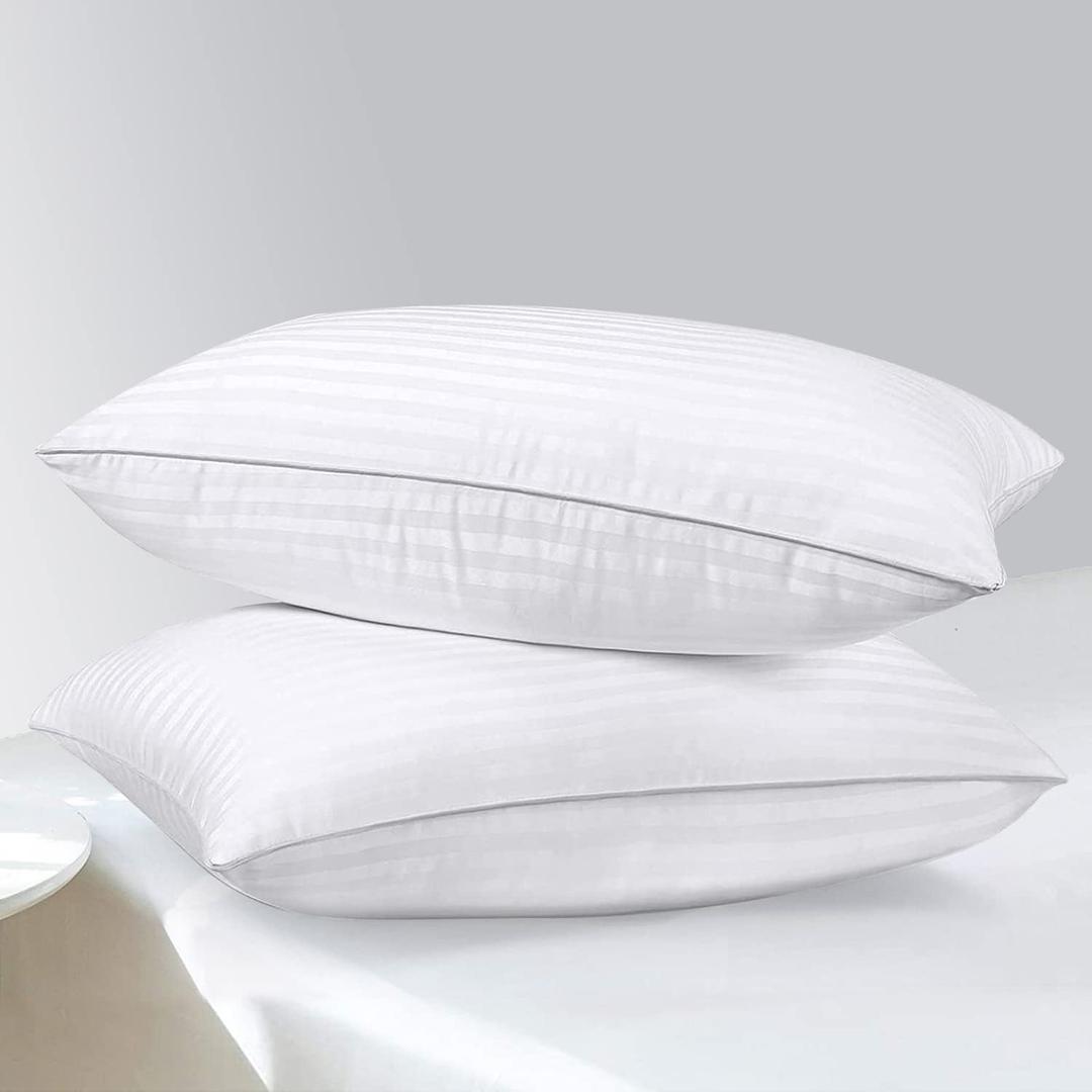 HOMELAB 2 Pack Standard Pillows for Sleeping - 100% Breathable Cotton Case, Soft Plush Down Alternative Filler, Medium to Soft Neck Support for Side Back and Stomach Sleepers, 20x26