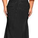 Women's Plus Size Off The Shoulder Puff Sleeve Dress Sequin Formal Maxi Evening Cocktail Party Gowns (Black, XXXL)