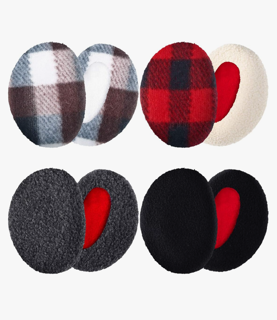 Geyoga 4 Pairs Bandless Ear Muffs Fleece Thick Winter Ear Covers Warmer Cold Weather for Women