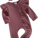 Baby Boy Girl Easter Outfit newborn infant Cute Bunny Clothes Rabbit Ear Romper Jumpsuit Summer Bodysuit (0-3 Months, Purple With Headband)