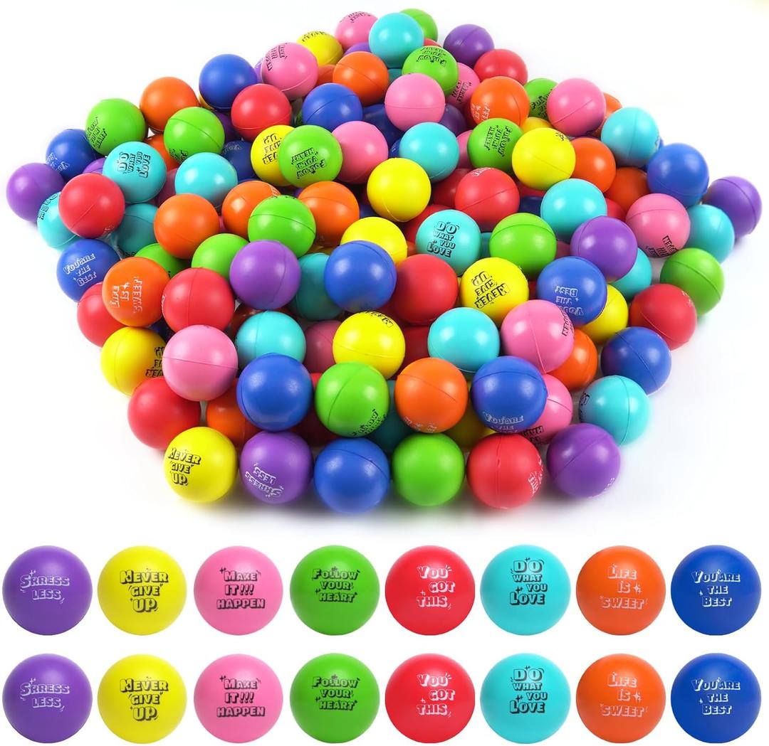 Wholelovein 160 pcs Mini Motivational Foam Stress Balls with Inspirational Relief Quotes Balls Bulk for Kids and Adults Party Favors Swag Bag Stuffers
