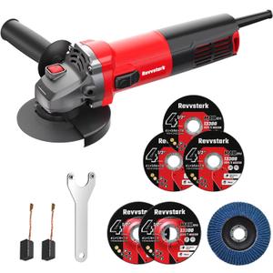 Angle Grinder, 7.5-Amp 4 1/2 inch Electric Grinder Power Tools 12000 RPM with Cutting and Grinding Wheels, Flap Disc and Auxiliary Handle for Cutting, Grinding, Polishing, M14 Thread