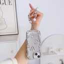 Electroplate Mirror Soft Case for iPhone X/iPhone Xs 5.8 inch,Soft TPU Wave Frame Shiny Make UP Mirror Creative Shockproof Full-Body Protection Women Girls Case with Bracelet Chain-Heart