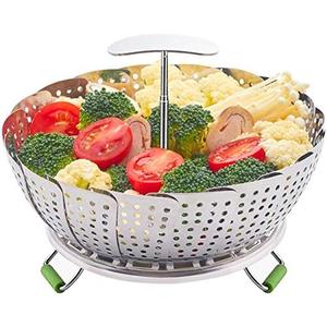 LHS Steamer Basket, Stainless Steel Vegetable Steamer Basket Insert for Veggie Fish Seafood Cooking, Expandable to Fit Various Size Pot (7.5" to 11.4") L