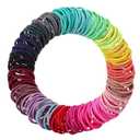 TecUnite 200 Pcs 1inch Colorful Rubber Elastic Hair Ties Small Bulk for Women Mini Ponytail Holders Rainbow Hairbands Metal Free Bands(Multicolored)