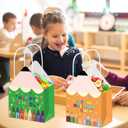 24 PCS Happy First Day of School Gift Bags, Colorful Welcome Back to School Decorations Pencil Goody Bags with Handles, Rainbow Paper Favors Bag for Students Teacher Staff Party Supplies Bulk