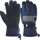 Kids Waterproof Ski Snowboard Gloves Mittens Thinsulate Lined Winter Cold Weather Gloves for Boys and Girls (6/7, Navy)