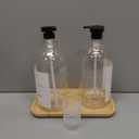 Laundry Detergent Dispenser  Fabric Softener Liquid Dispenser for Laundry Room  64oz Plastic Soap Dispenser, Waterproof Labels, Collapsible Funnel, Extra Labels, Measuring Cup&Bamboo Tray  Set of 2