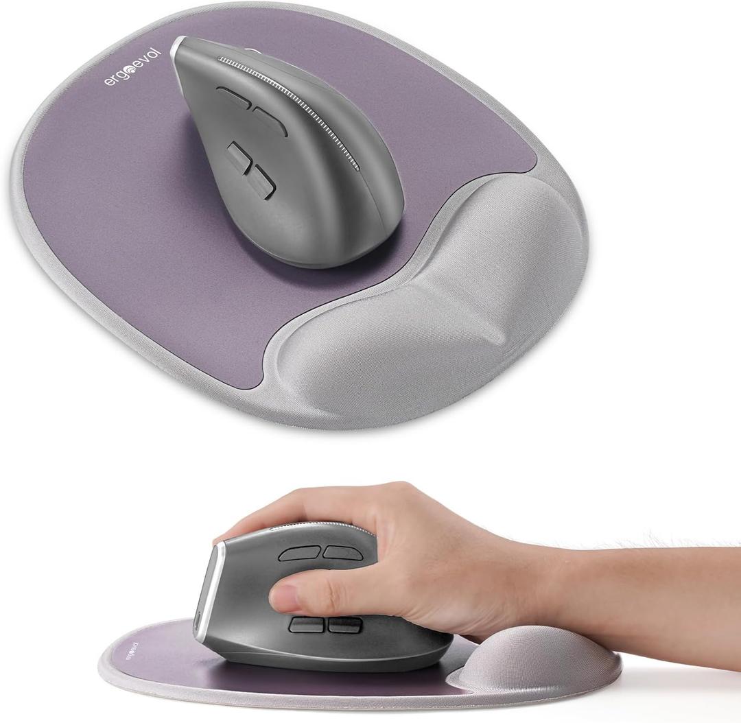Ergonomic Mouse Pad with Skin-Friendly Lycra Memory Foam Wrist Rest, Easy-to-Clean Smooth PP Surface, and Non-Slip PU Base  Ideal for Vertical, Ergonomic, and Office Mice(Silver Gray)