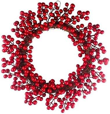 EBTOYS Christmas Wreath, 16-Inch Simulation Berry Decorative Wreath Red Fruit Garland for Christmas Hotel Mall Hanging Decoration