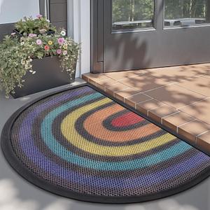 LUMI Rainbow Front Door Mat for Outside Entrance 24x36, Low Profile Heavy Duty Doormat with Rubber Backing, Durable Stain and Fade Resistant Dirt Trapper Mats