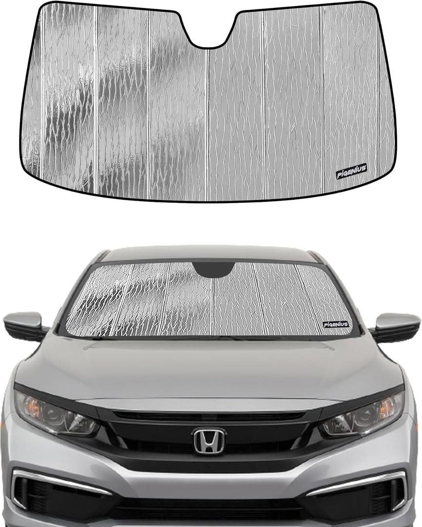 Windshield Sun Shade for Honda Civic 2019-2021,Touring 2016-2021,Type R 2020-2021,(with Rearview Mirror Camera),Front Window Sunshade Shield,Silver for Summer, Black for Winter (for honda civic 2019-2021(2016-2018 touring))
