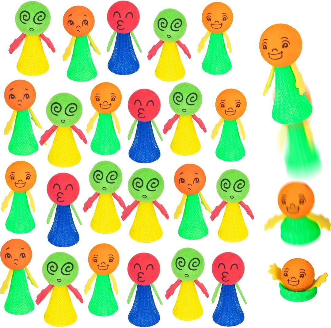 24Pcs Jumping Spring Rockets Launchers Fidget Emoticon Popper Toys for Kids Party Favors,Valentine Day Gifts Birthday Return Gifts,Pinata Goodie Bag Stuffers,Treasure Box Classroom Rewards Prizes