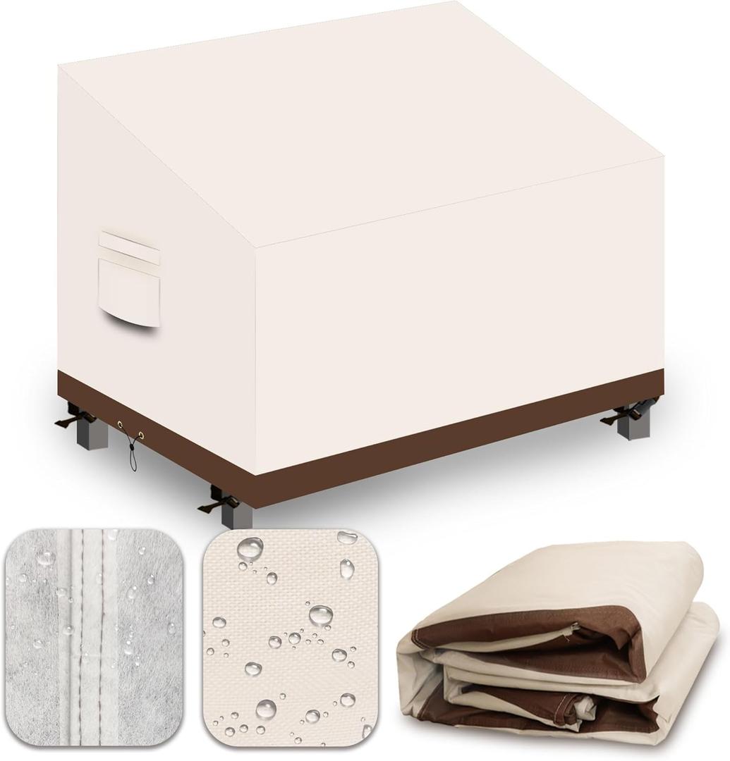 Heavy Duty Patio Sofa Covers Waterproof, Outdoor 3-Seater Couch Cover Waterproof, 600D Outdoor 2-Seater Loveseat Furniture Covers with Air Vent Handle 43''W x 29''D x 24''H/ 34''H Beige Brown