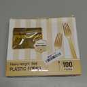 100 Pcs Gold Plastic Forks, Disposable Plastic Forks, Plastic Utensils for Parties, Weddings, Picnics, Big Event, Daily Use - BPA FREE