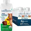 KATE FARMS Organic Kids Nutrition Chocolate Shake, 8g Protein, 27 Vitamins and Minerals, Meal Replacement, Gluten Free, Non-GMO, 8.45 oz (12 Pack) (EXP 04/06/27)